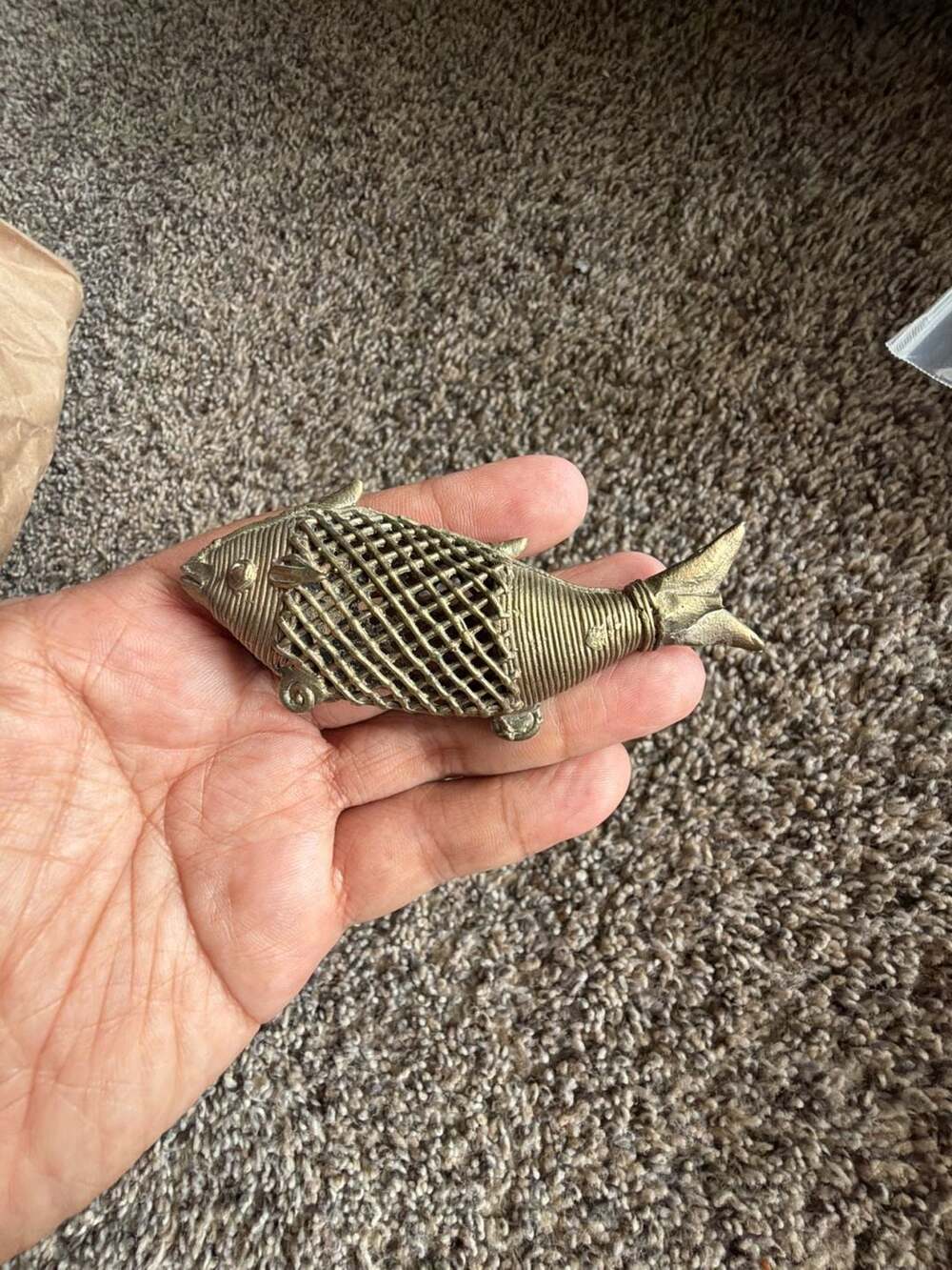 Handcrafted Dhokra Brass Net Fish Decorative Figurine